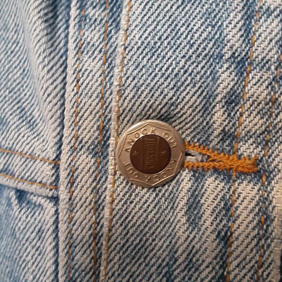Vtg Carol's Denim's Womens 3XL Sleevless Jean Jacket Button Up Trucker Biker EUC - Picture 7 of 10